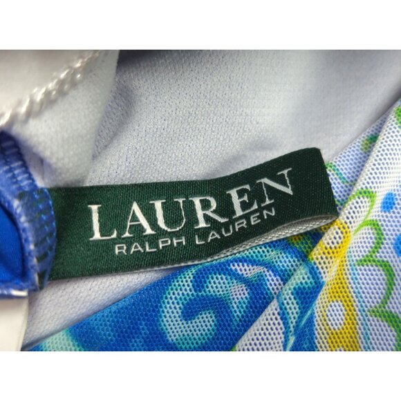 Lauren Ralph Lauren Size 10 Paisley Overlay One-Piece Swimsuit Turquoise - Picture 2 of 7